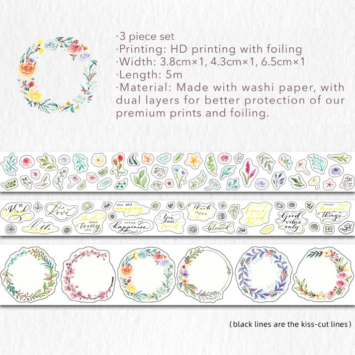 Delicate Floral Wreaths Washi Tape Sticker Set by The Washi Tape Shop