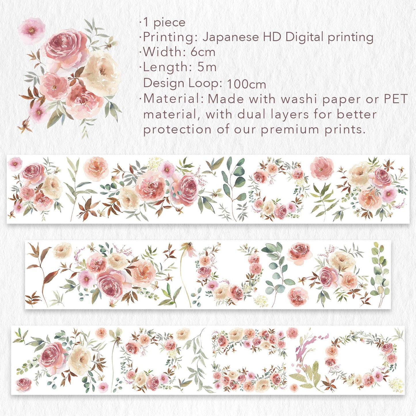 Fall Flowers Wide Washi/PET Tape by The Washi Tape Shop