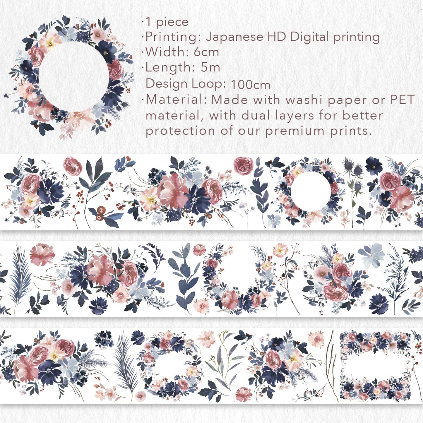 Frosty Rose Wide Washi/PET Tape by The Washi Tape Shop